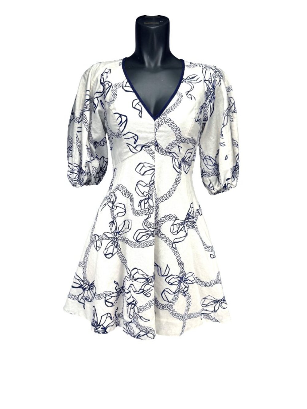 ZIMMERMANN 100% Linen Designer Day Print Puff Sleeve Summer Mini Dress Sz 1 US 6 - Picture 3 of 8